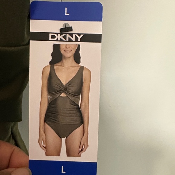 DKNY Olive Twist-Front Swimsuit - Picture 2 of 8